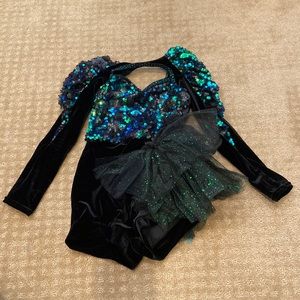 Girls Velvet Sequin Jazz Dance Costume